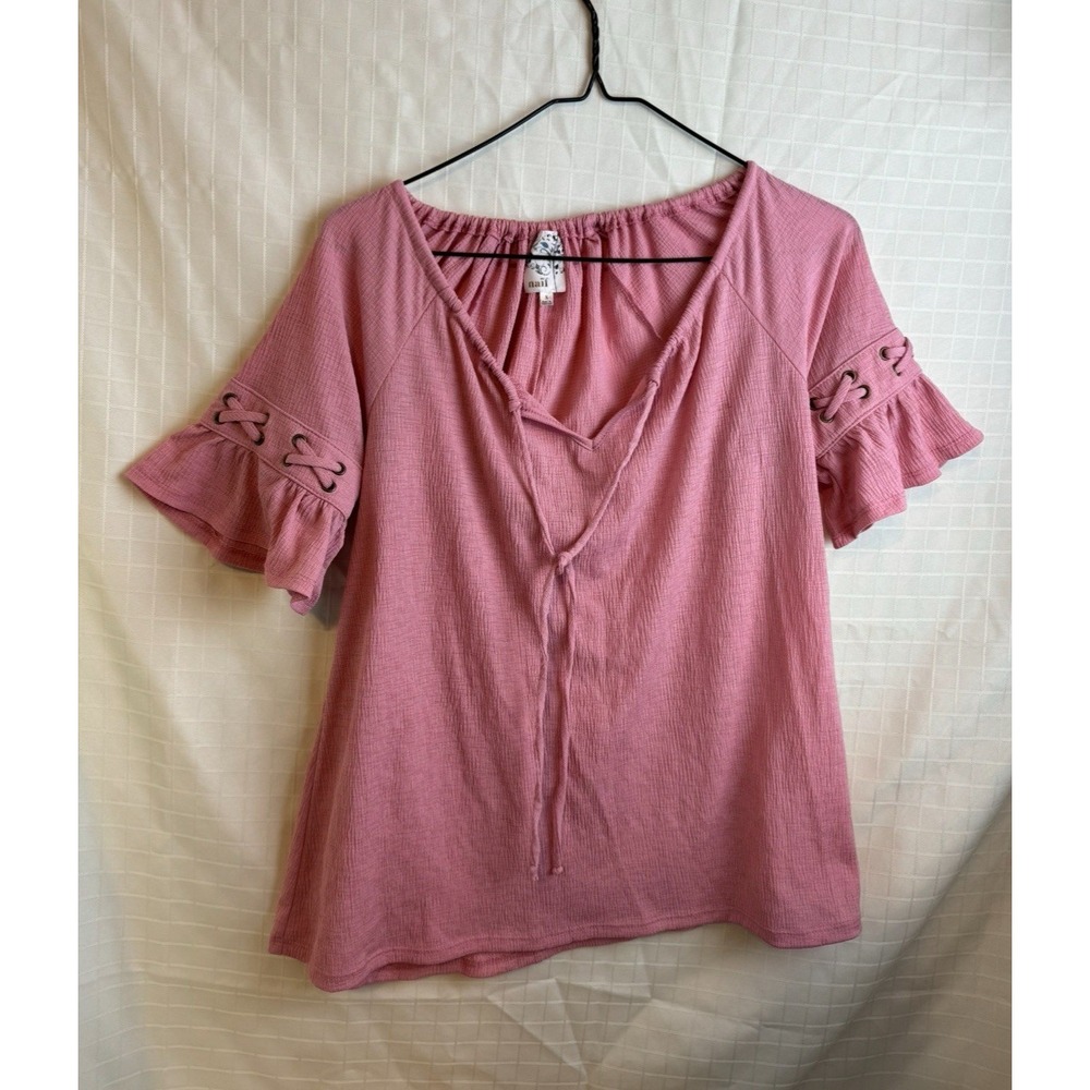 Women Nail Pink Boho Shirt Size Small Bell Sleeve